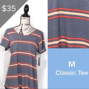 Vintage LuLaRoe Classic T M Gray Orange Stripes
